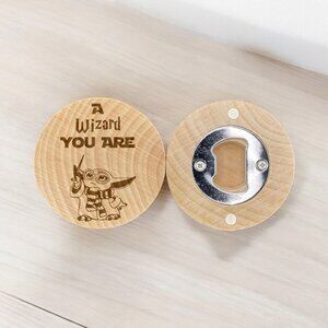 Baby Yoda Wizard Engraved Magnetic Bottle Opener - Funny Star Gift